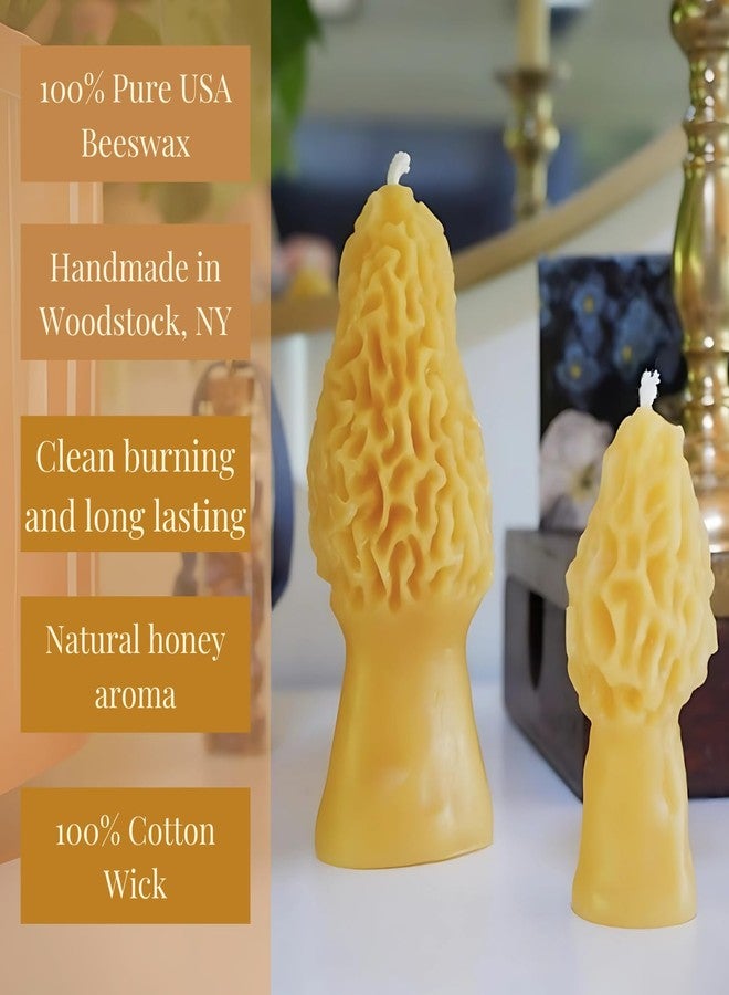 Candlestock Handmade Morel Mushroom Beeswax Candle, 100% Pure USA Beeswax, 1.75 X 5 Inches, Natural Cotton Wick - Image 3